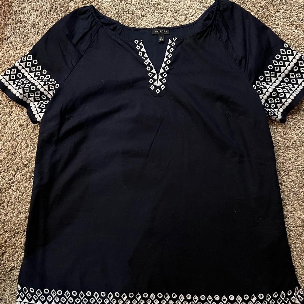 Talbots Cotton Lined Navy Pullover